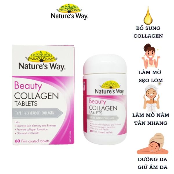 Viên uống hỗ trợ đẹp da Nature's Way Beauty Collagen Tablet của Úc 60 viên