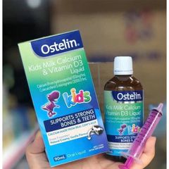 Canxi sữa + vitamin D3 cho bé từ 7 tháng tuổi Ostelin Kids Milk Calcium & Vitamin D3 Liquid của Úc 90ml