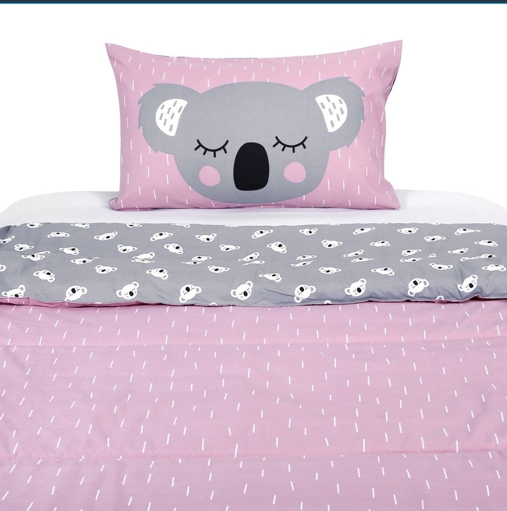 Bộ chăn bông trần và vỏ gối cho trẻ Pink Koala