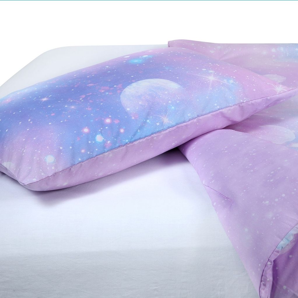 Bộ chăn bông trần và vỏ gối cho trẻ Pink Galaxy