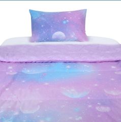 Bộ chăn bông trần và vỏ gối cho trẻ Pink Galaxy