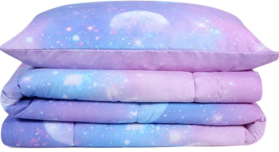 Bộ chăn bông trần và vỏ gối cho trẻ Pink Galaxy