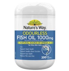 Dầu cá không mùi Nature's Way Odourless Fish Oil 1000mg của Úc 200 viên