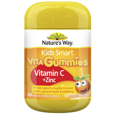Kẹo dẻo bổ sung vitamin C và kẽm cho bé Nature's Way Kids Smart Vita Gummies Vitamin C + Zinc của Úc 60 viên