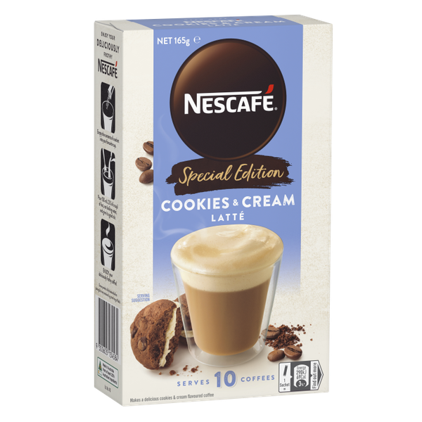 Cà phê pha sẵn Nescafe Coffee Sachets Cookie & Cream Latte / hộp 10 Gói - Mua 3 hộp -> 150k/ hộp