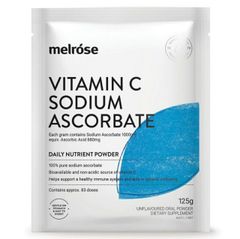 Bột vitamin C nguyên chất có muối sodium Melrose Vitamin C Sodium Ascorbate của Úc gói 125g