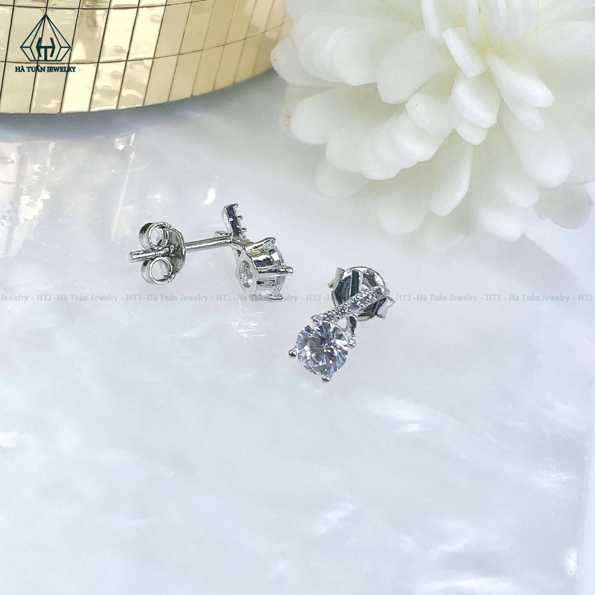 E931 5mm chuôi đẩy Bông tai phối chữ X