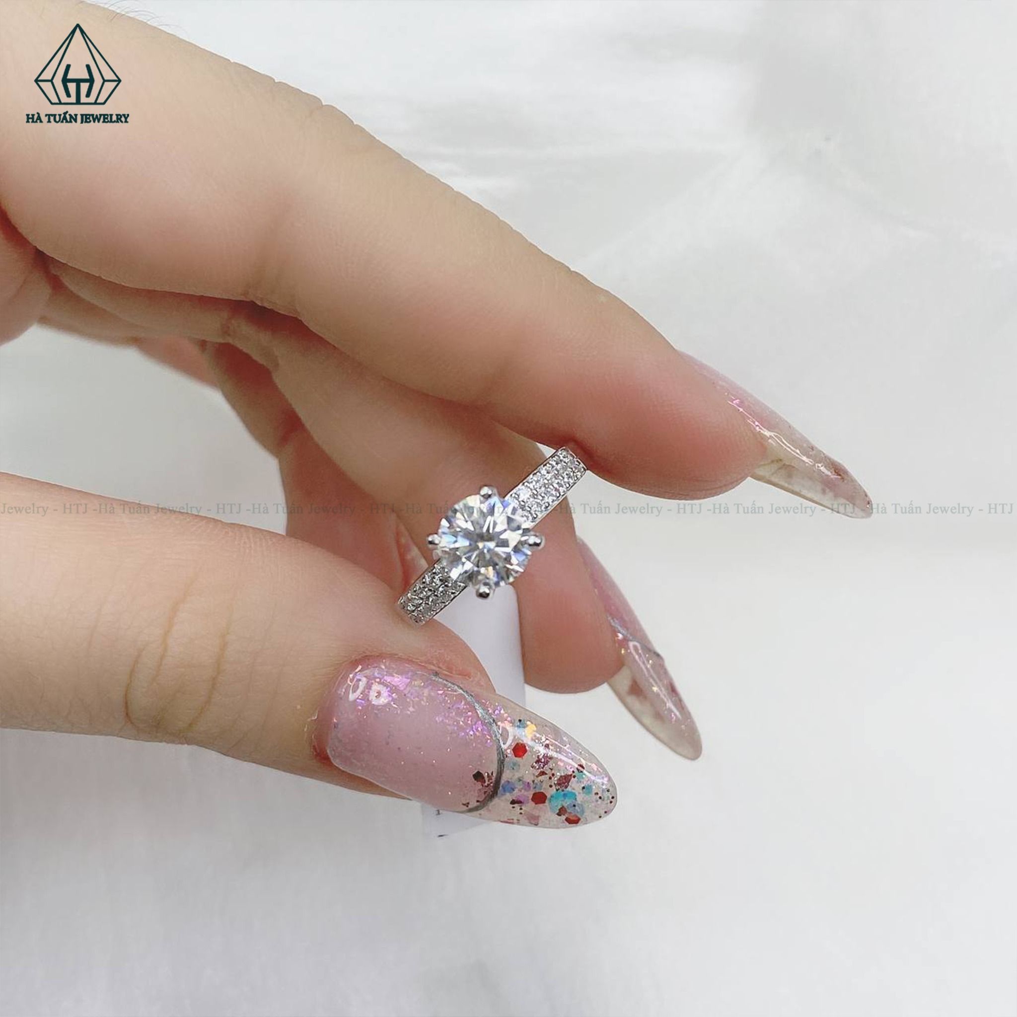 RX384 6.5mm Nhẫn nữ đai 2 hàng tấm