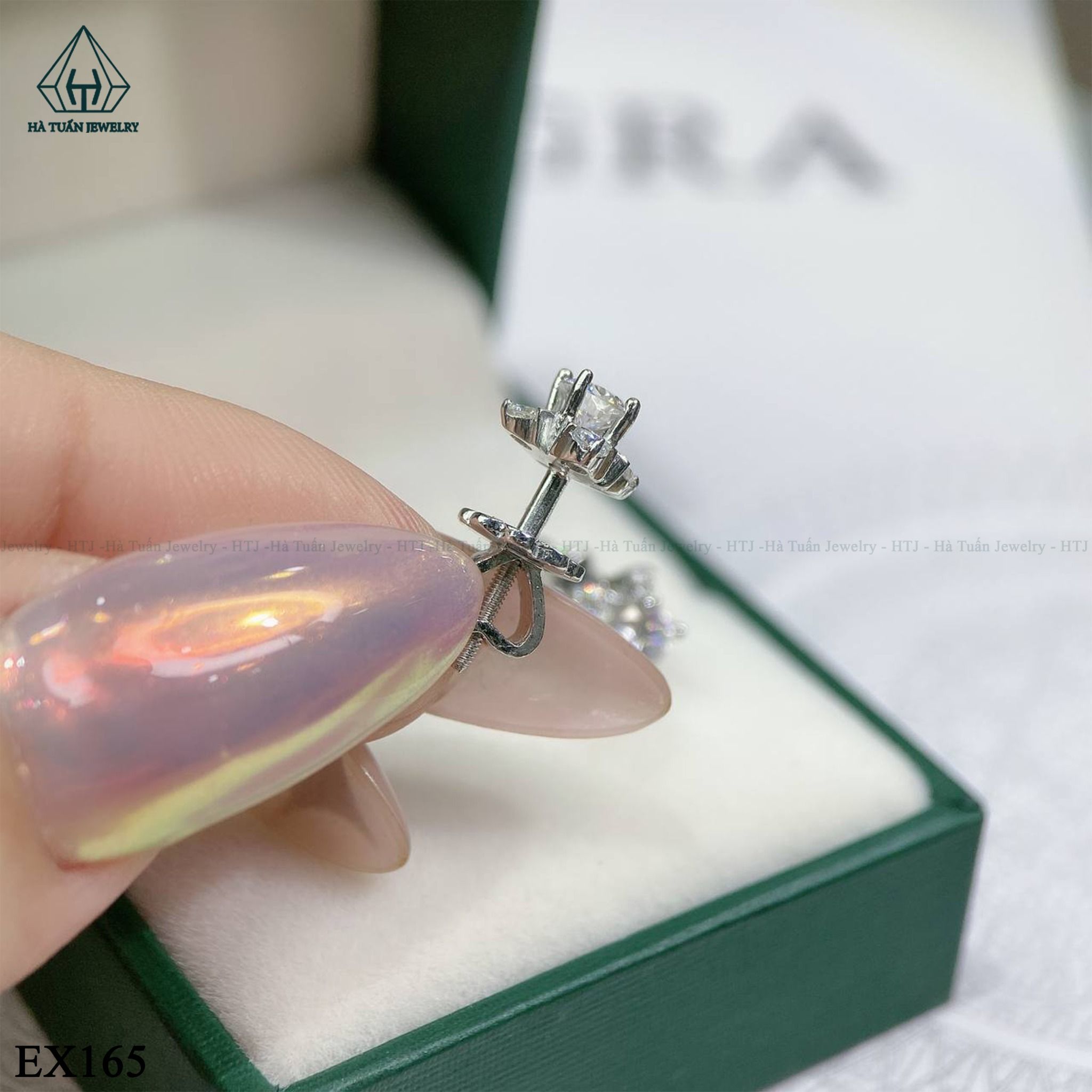 EX165 FULL MOIS 4mm Bông tai hoa 4 cánh nhọn