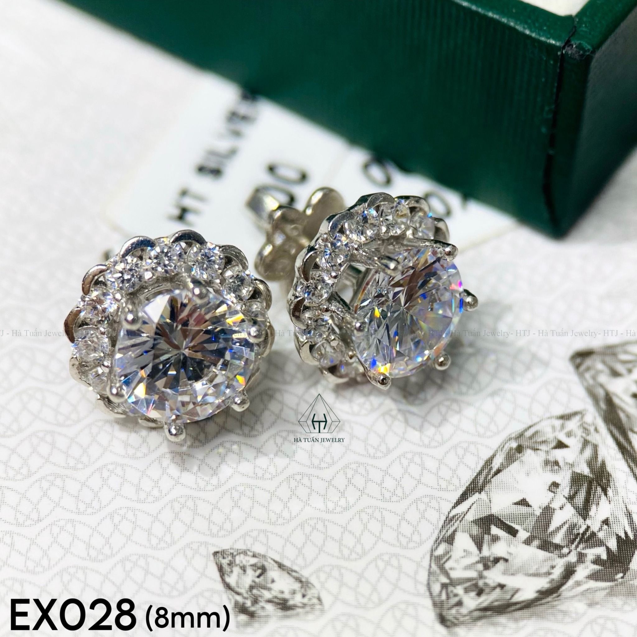 EX028 8mm Bông tai viền hoa