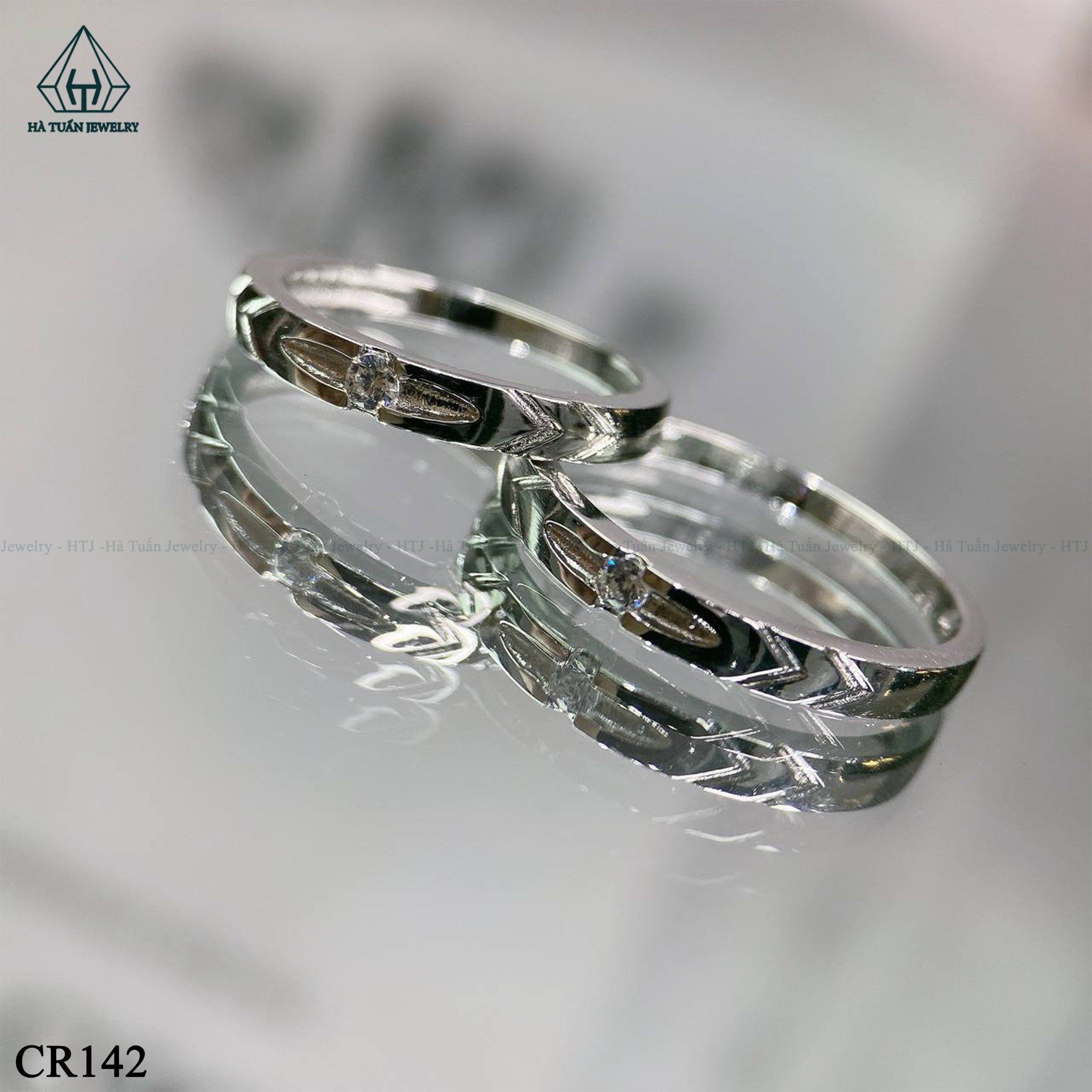 CR142 Nhẫn đôi viền trơn cắt