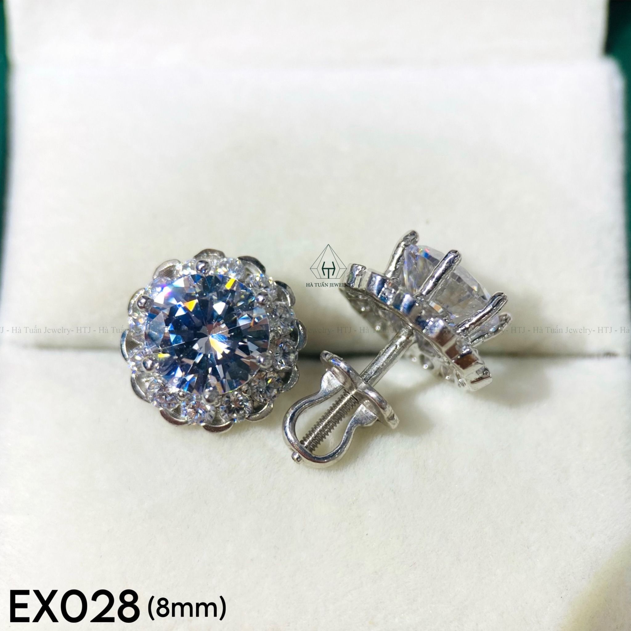 EX028 8mm Bông tai viền hoa
