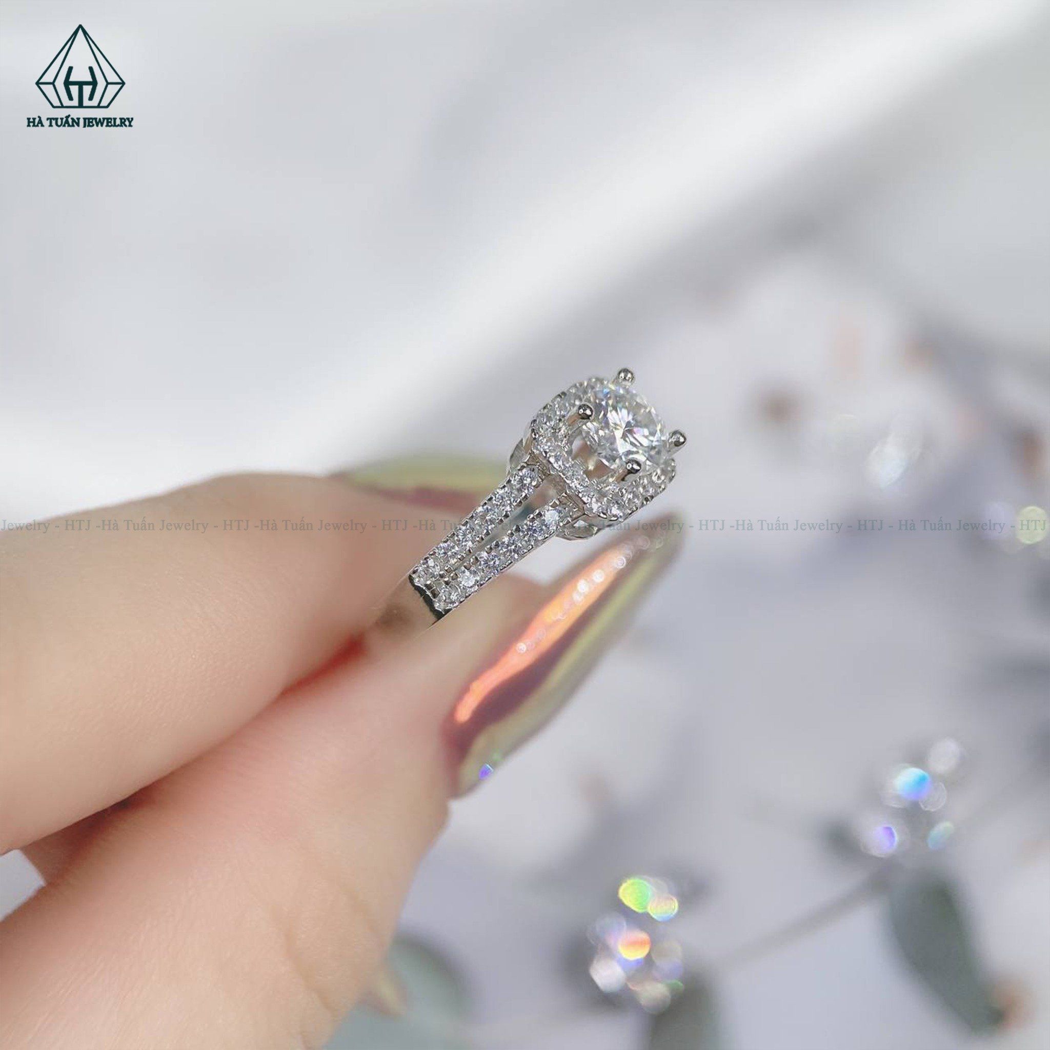 RX394 5.4mm Nhẫn halo vuông