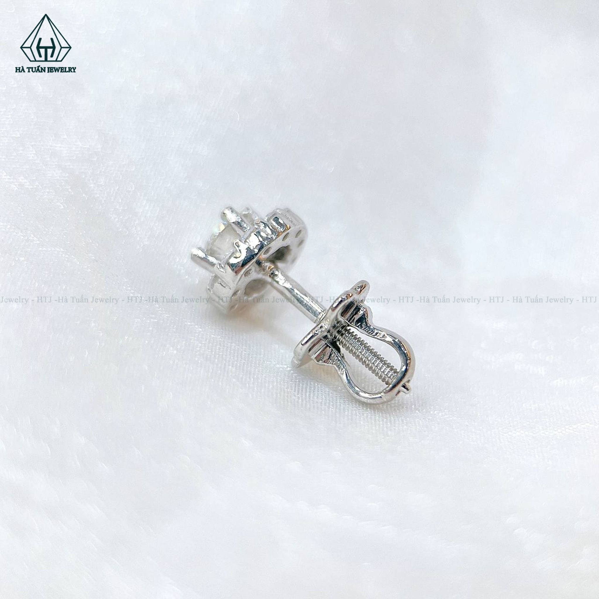 EX128 4mm Bông tai viền tấm hoa 10 cánh