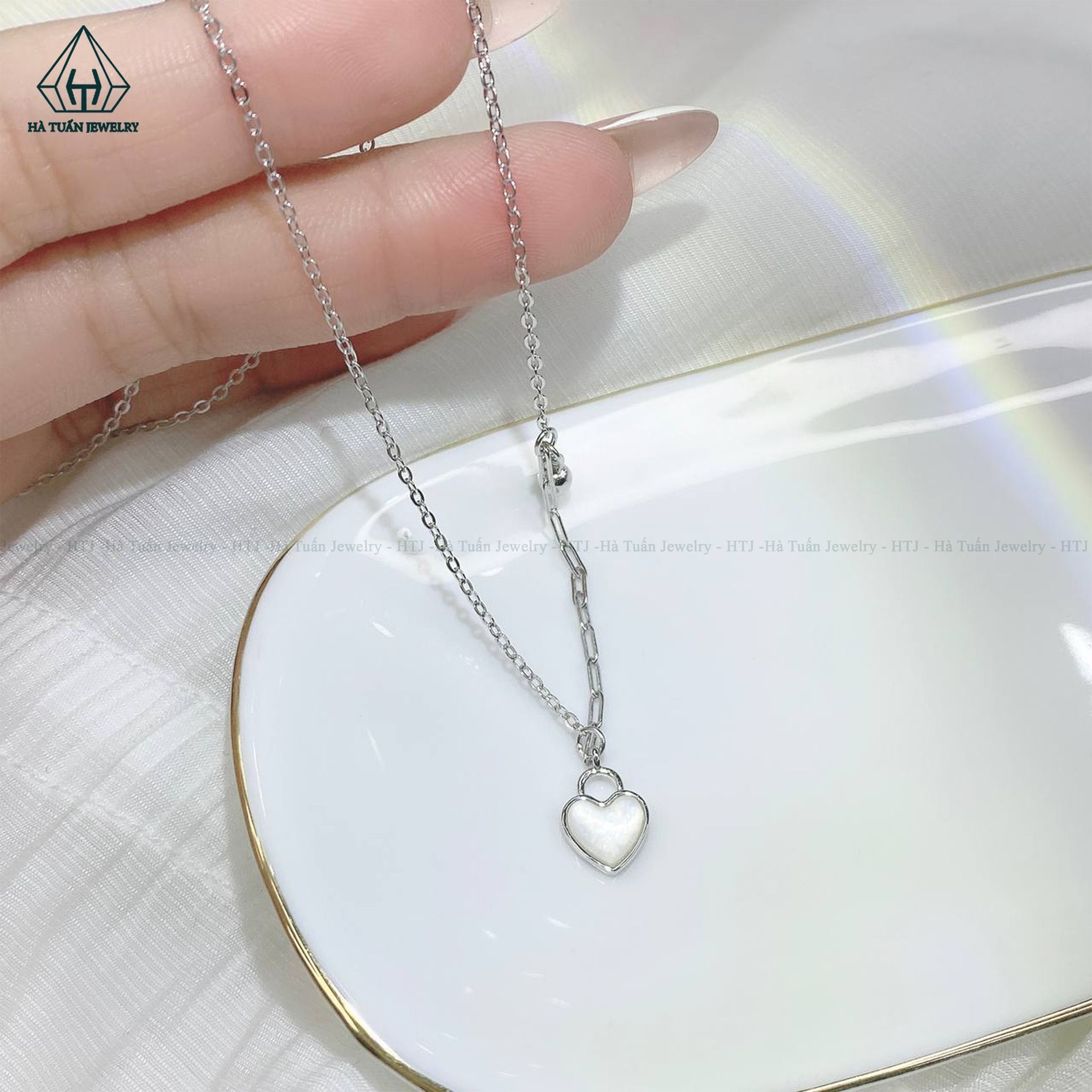 N522 Dây chuyền tim xà cừ