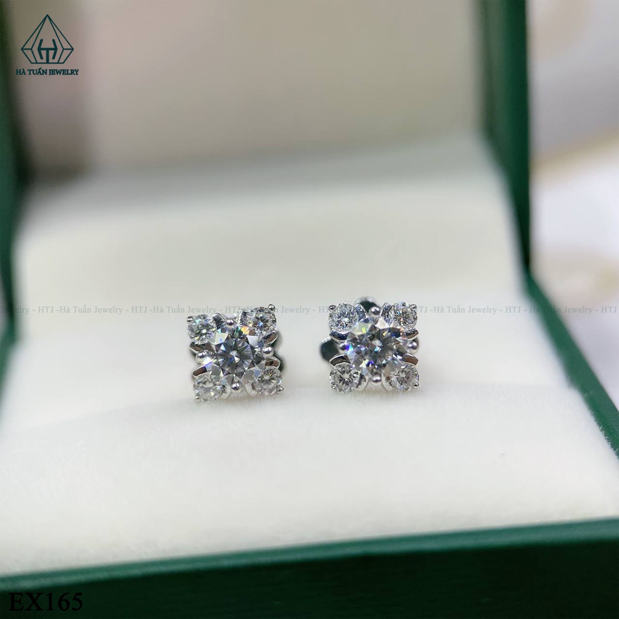 EX165 FULL MOIS 4mm Bông tai hoa 4 cánh nhọn