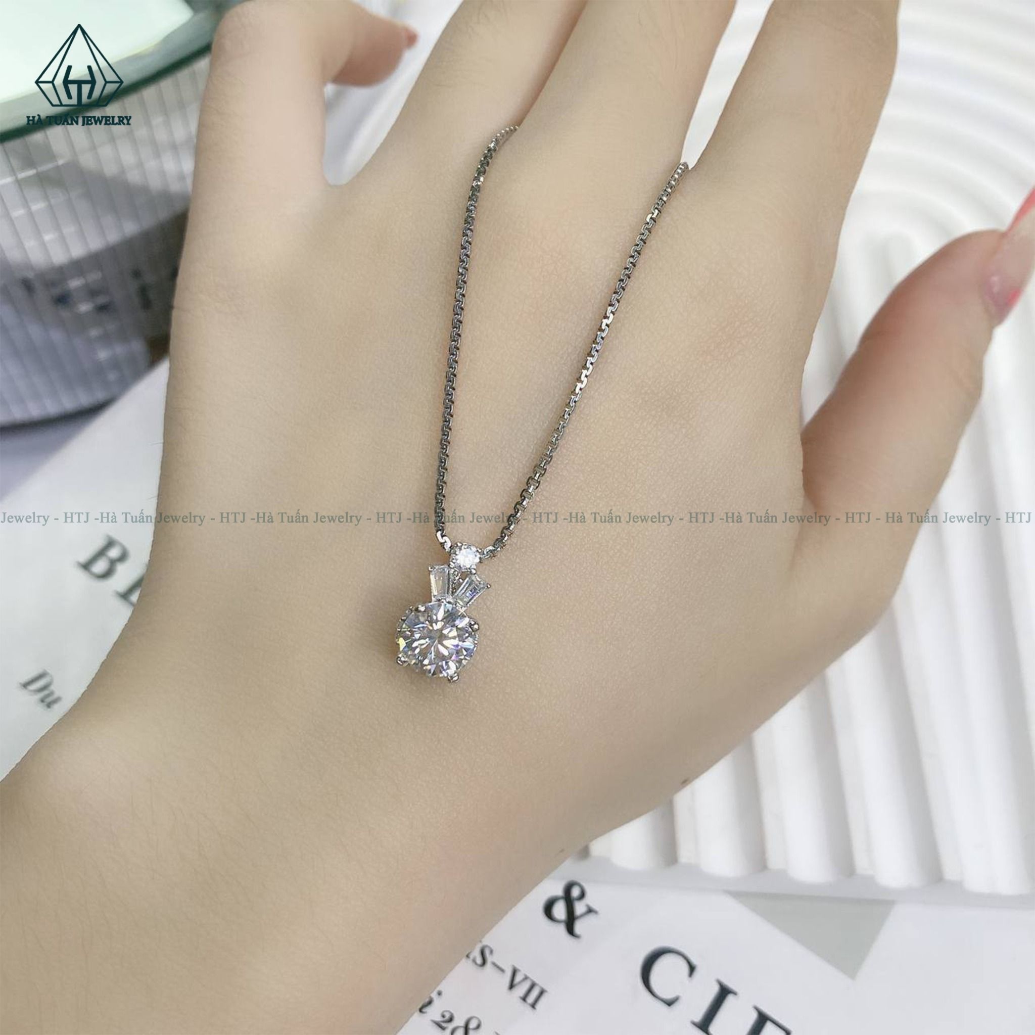 PX131 7mm Mặt dây đá phối baguette