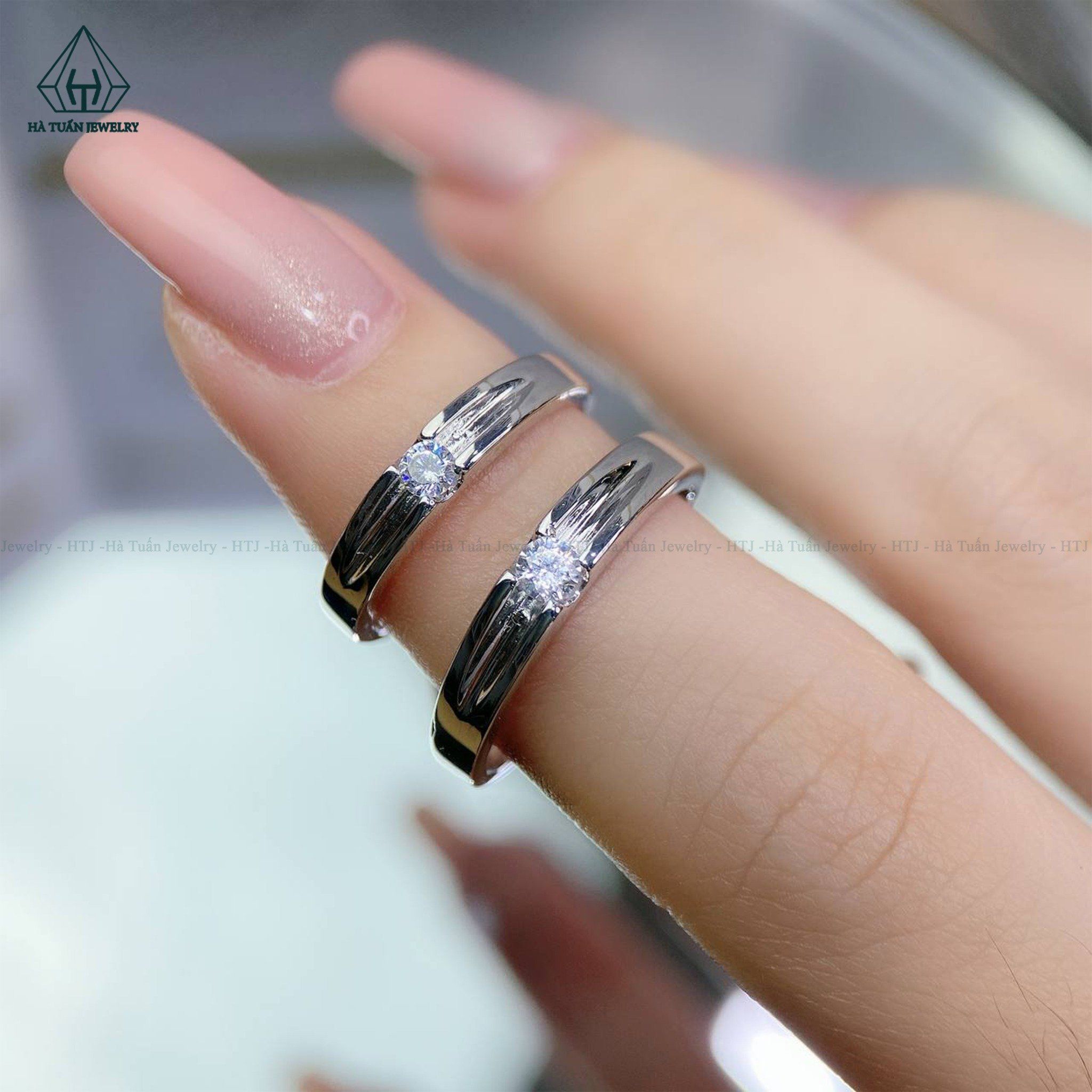 CR138 Nhẫn đôi viền kẻ chìm