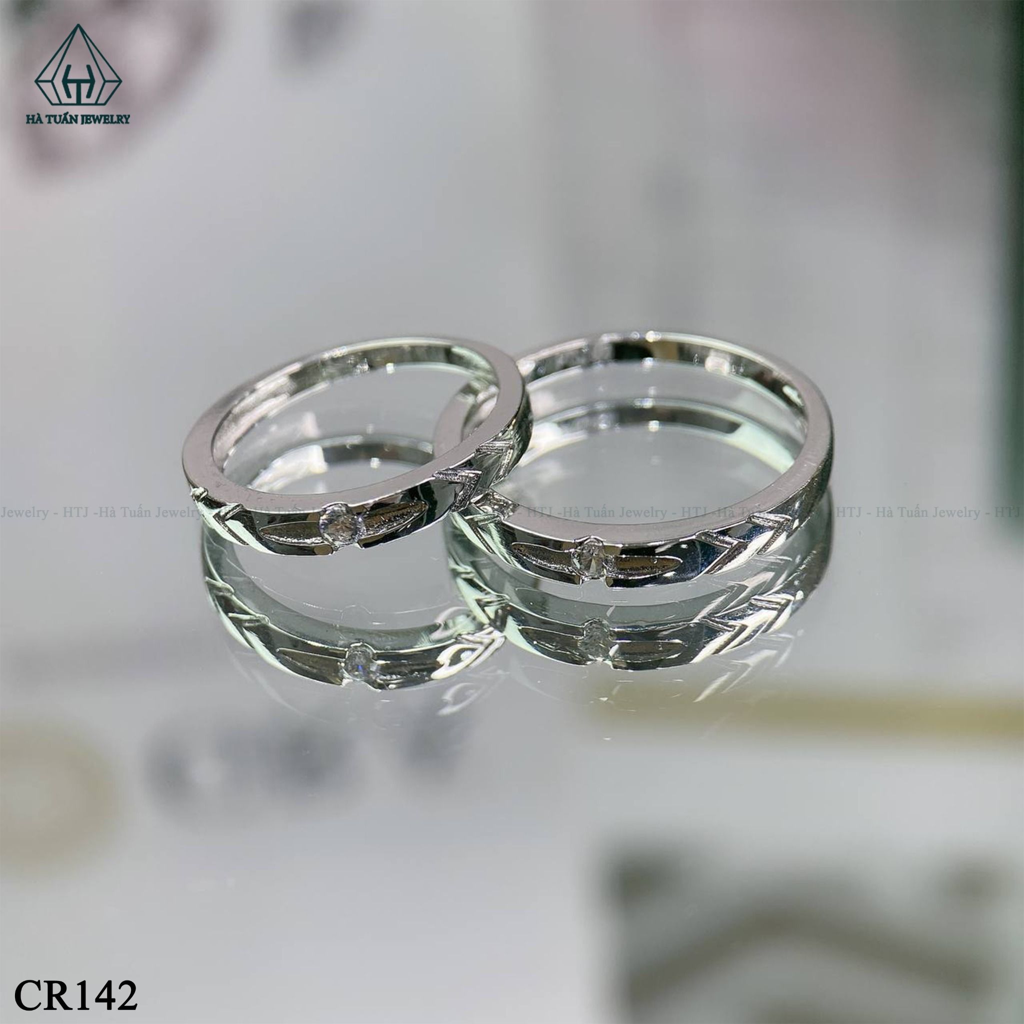 CR142 Nhẫn đôi viền trơn cắt