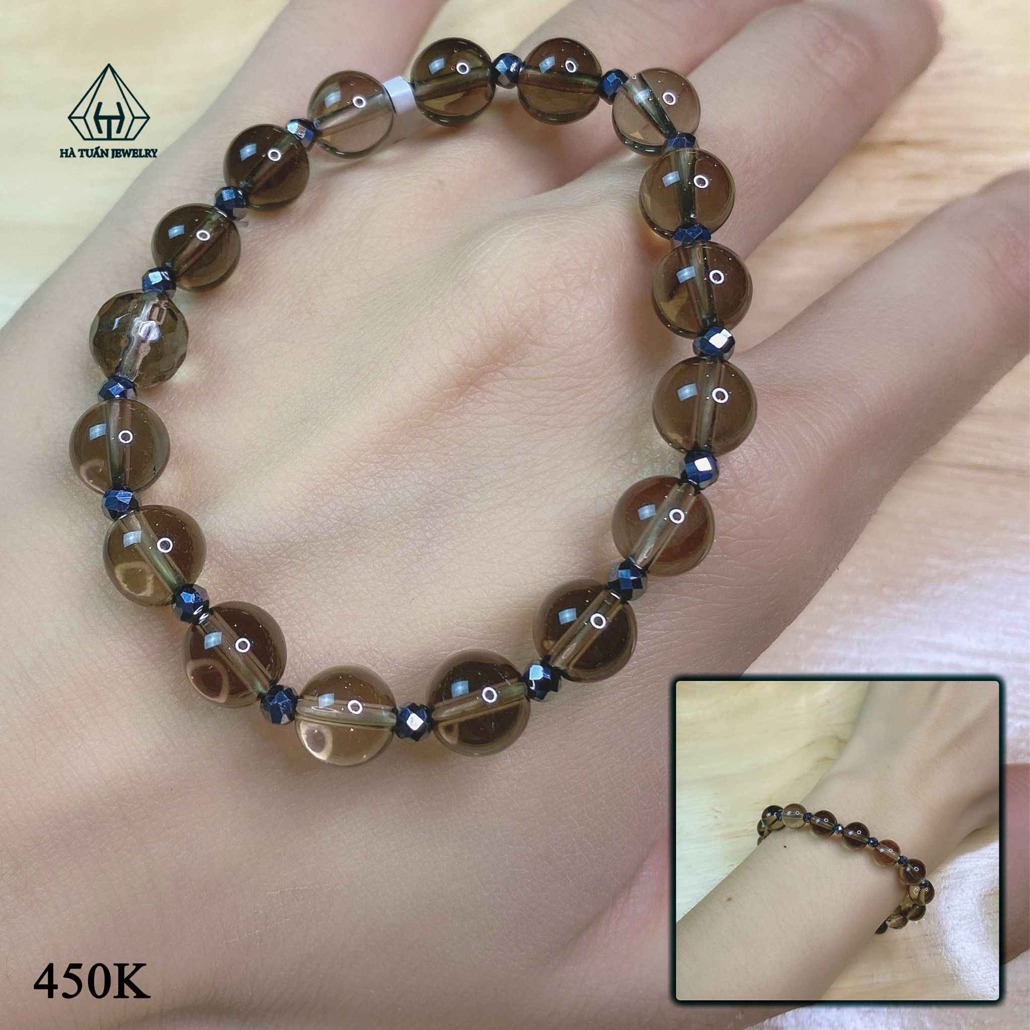S068 VÒNG ĐÁ THẠCH ANH ÁM KHÓI MIX TERAHERTZ 8MM