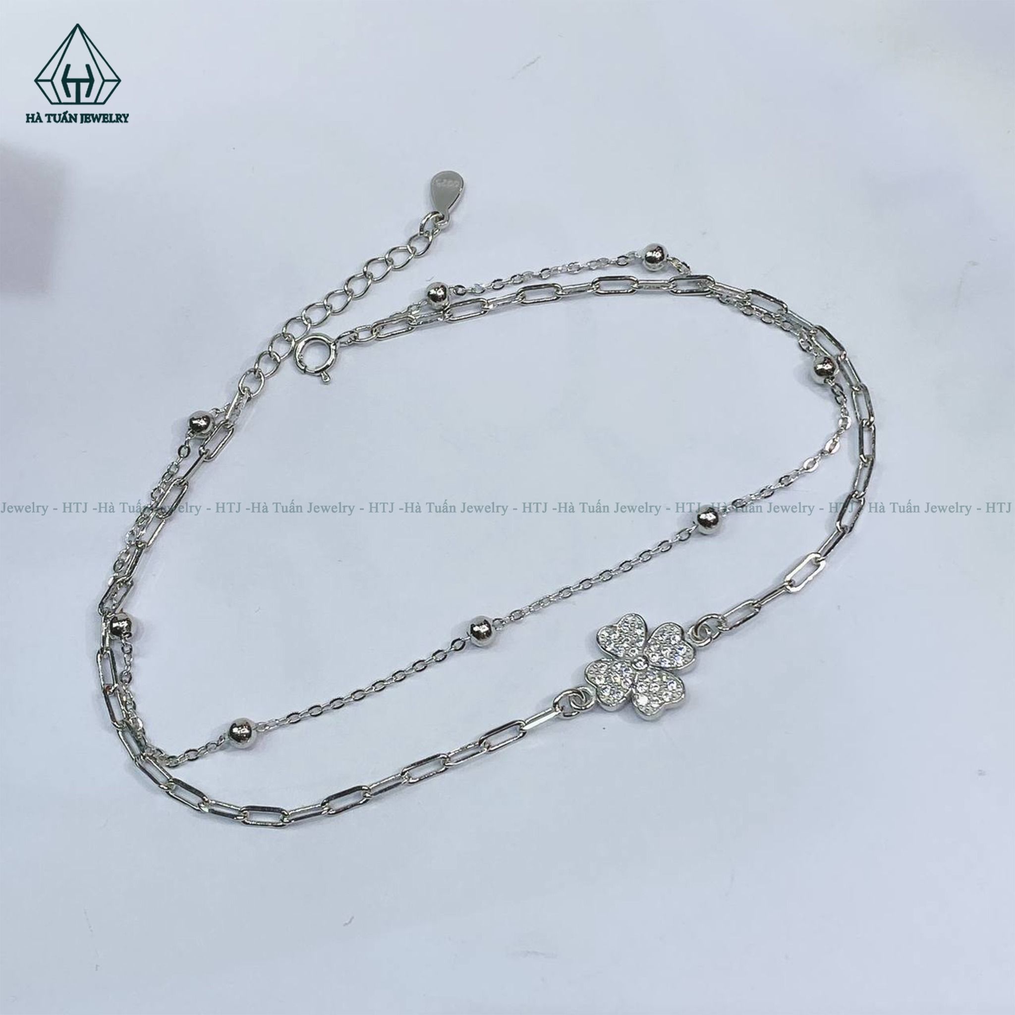A337 Lắc chân đôi cỏ 4 lá bi