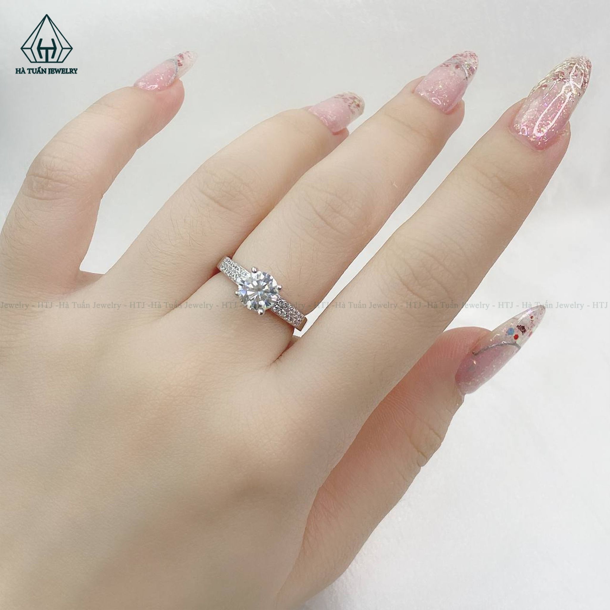 RX384 6.5mm Nhẫn nữ đai 2 hàng tấm