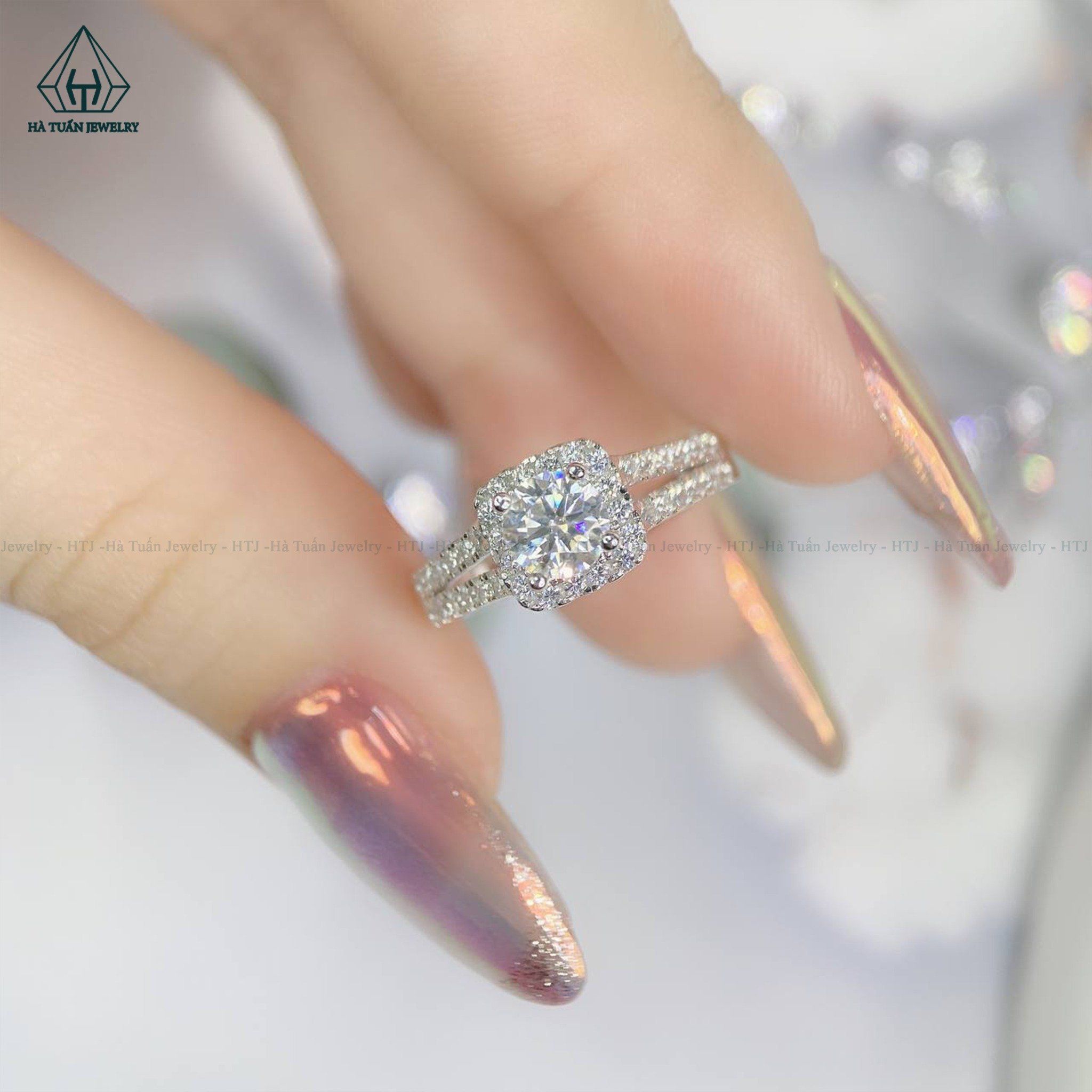 RX394 5.4mm Nhẫn halo vuông