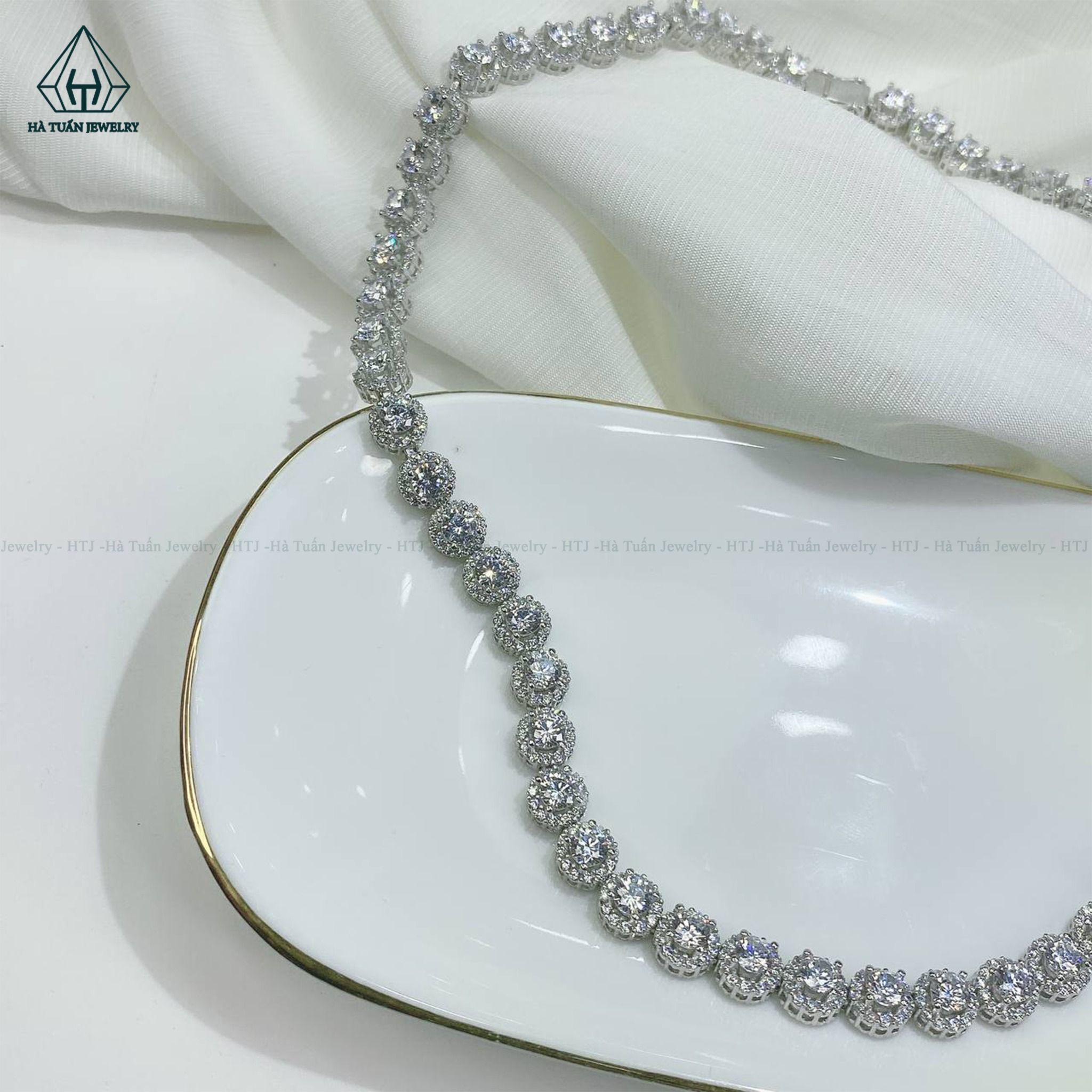 NCX084 4mm Dây chuyền halo full đá CZ