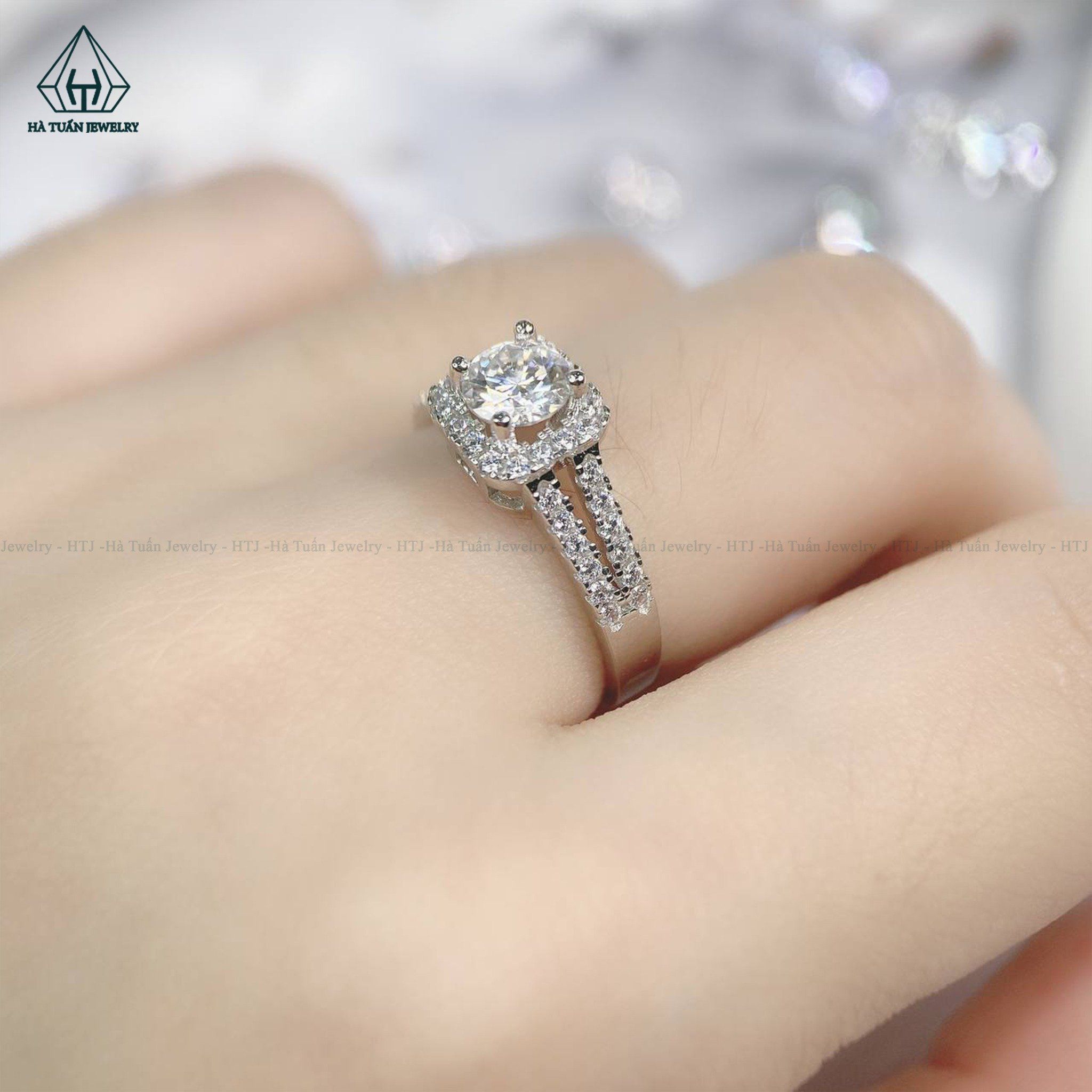 RX394 5.4mm Nhẫn halo vuông