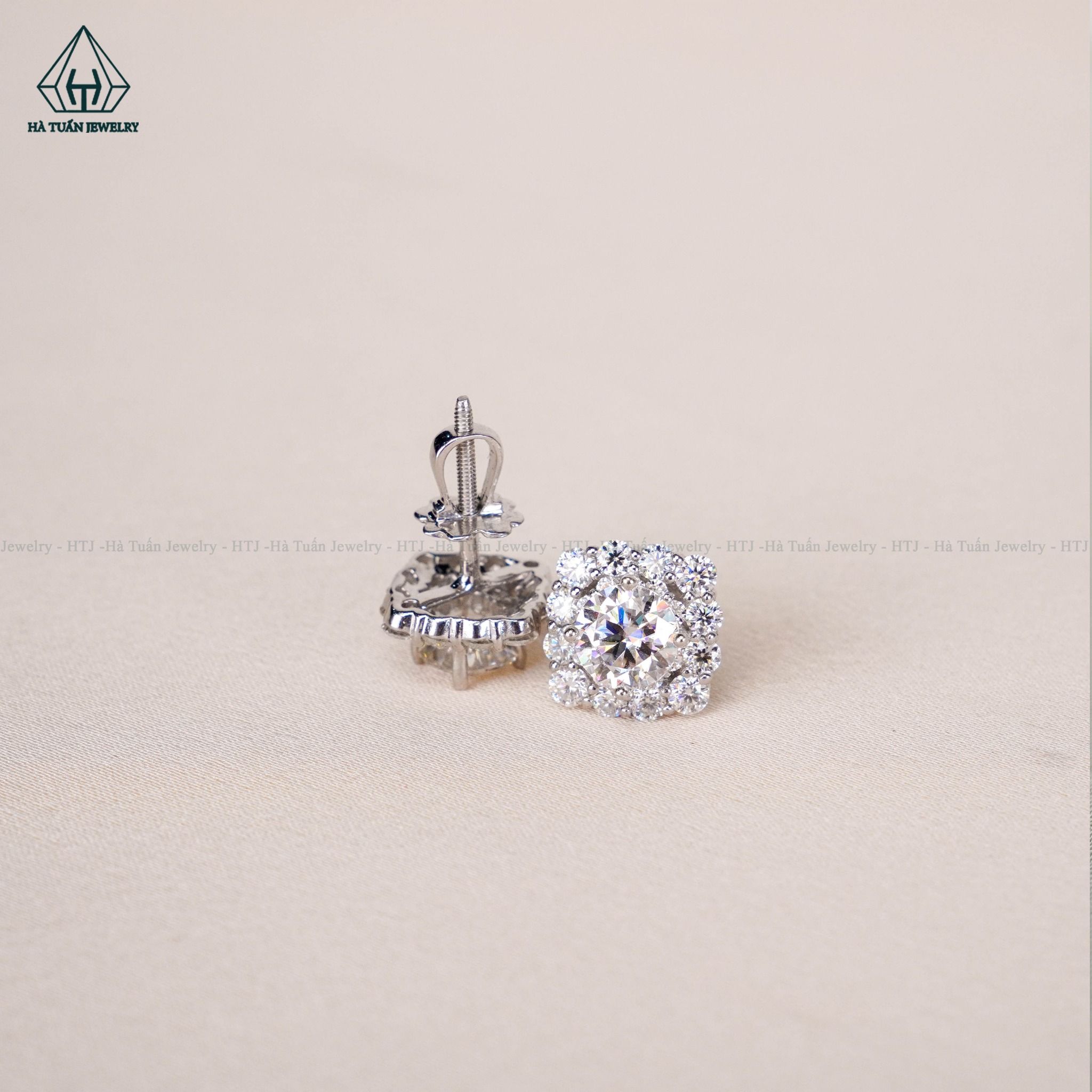 EX090 FULL MOIS 6mm Bông tai viền tấm vuông