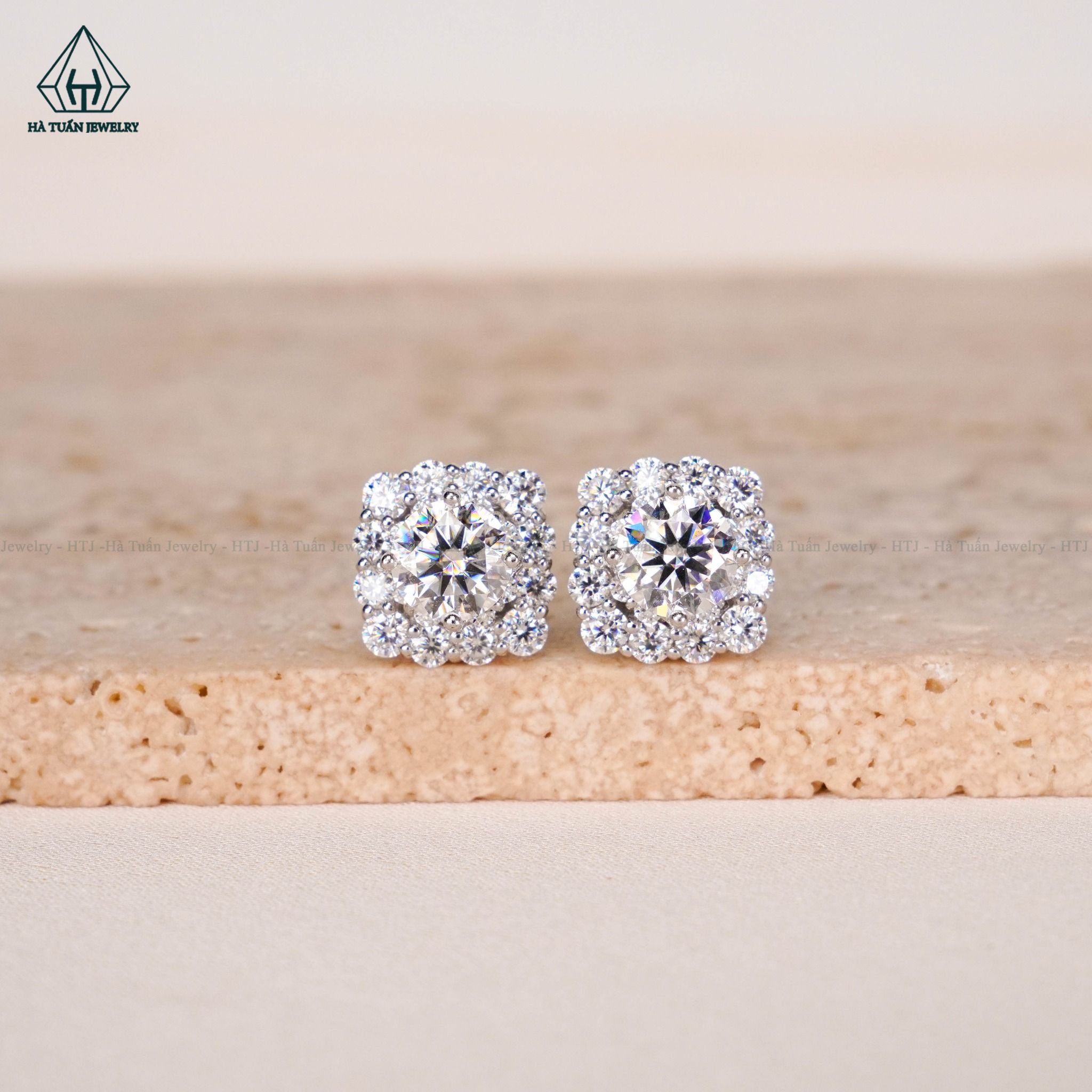 EX090 FULL MOIS 6mm Bông tai viền tấm vuông