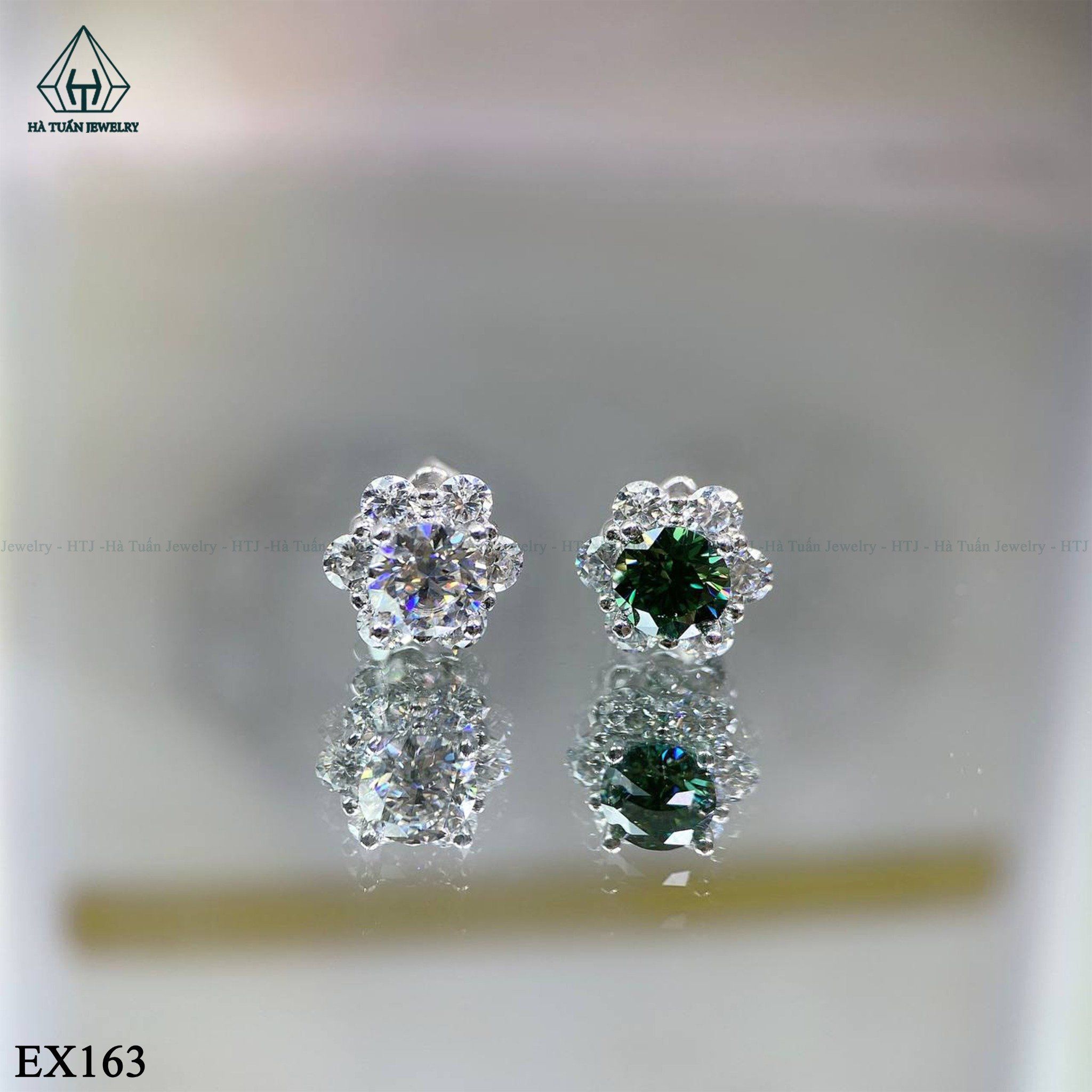 EX163 FULL MOIS 5mm bông tai hoa 6 cánh