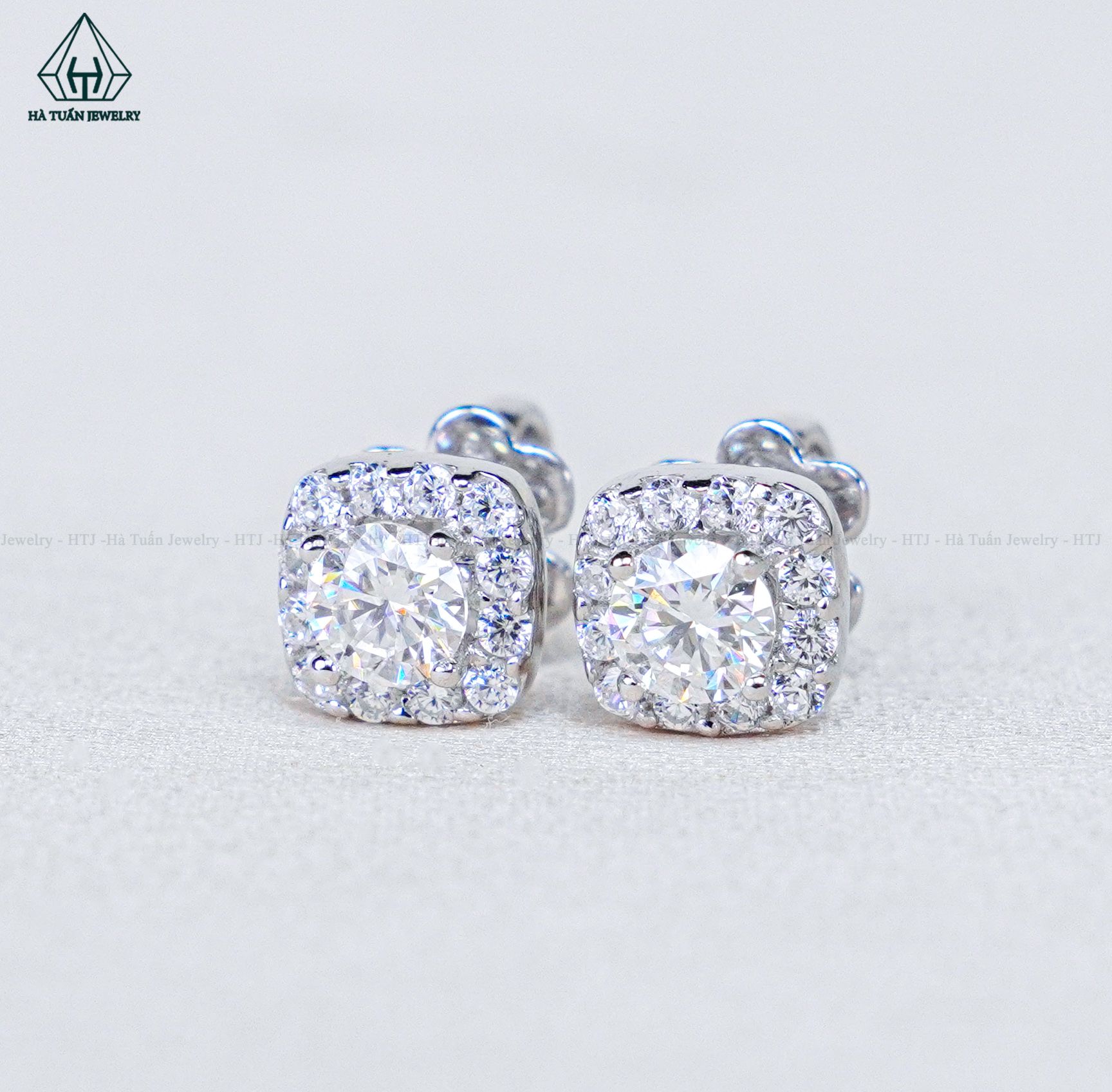 EX014 Chủ Mois 3.6mm Bông tai hoa viền vuông