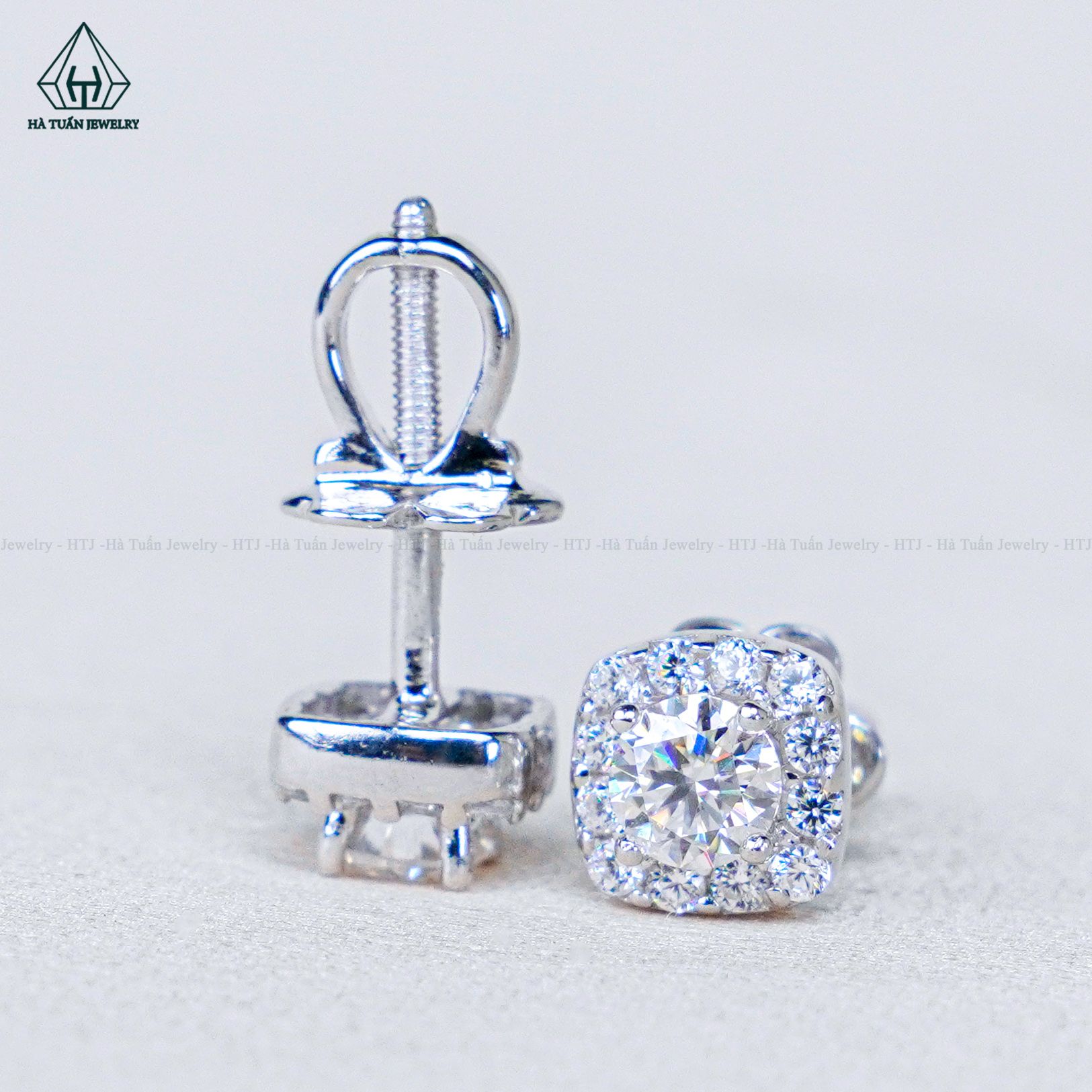 EX014 Chủ Mois 3.6mm Bông tai hoa viền vuông