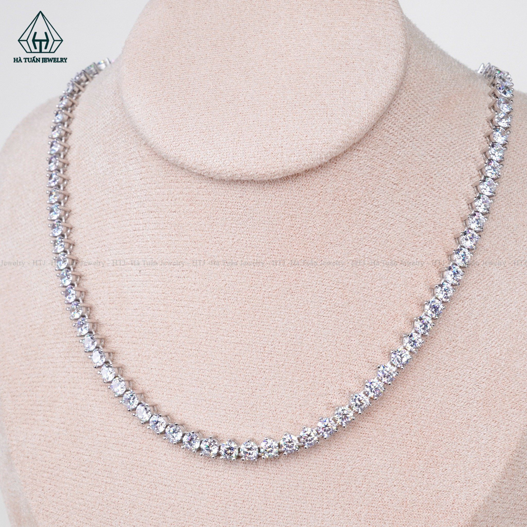 NCX086 Dây chuyền FULL đá CZ 4mm 3 chấu