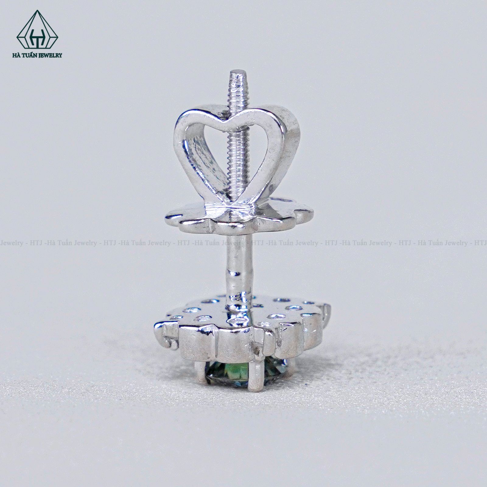 EX438 Bông tai FULL MOIS xanh 4mm (không mã cạnh)