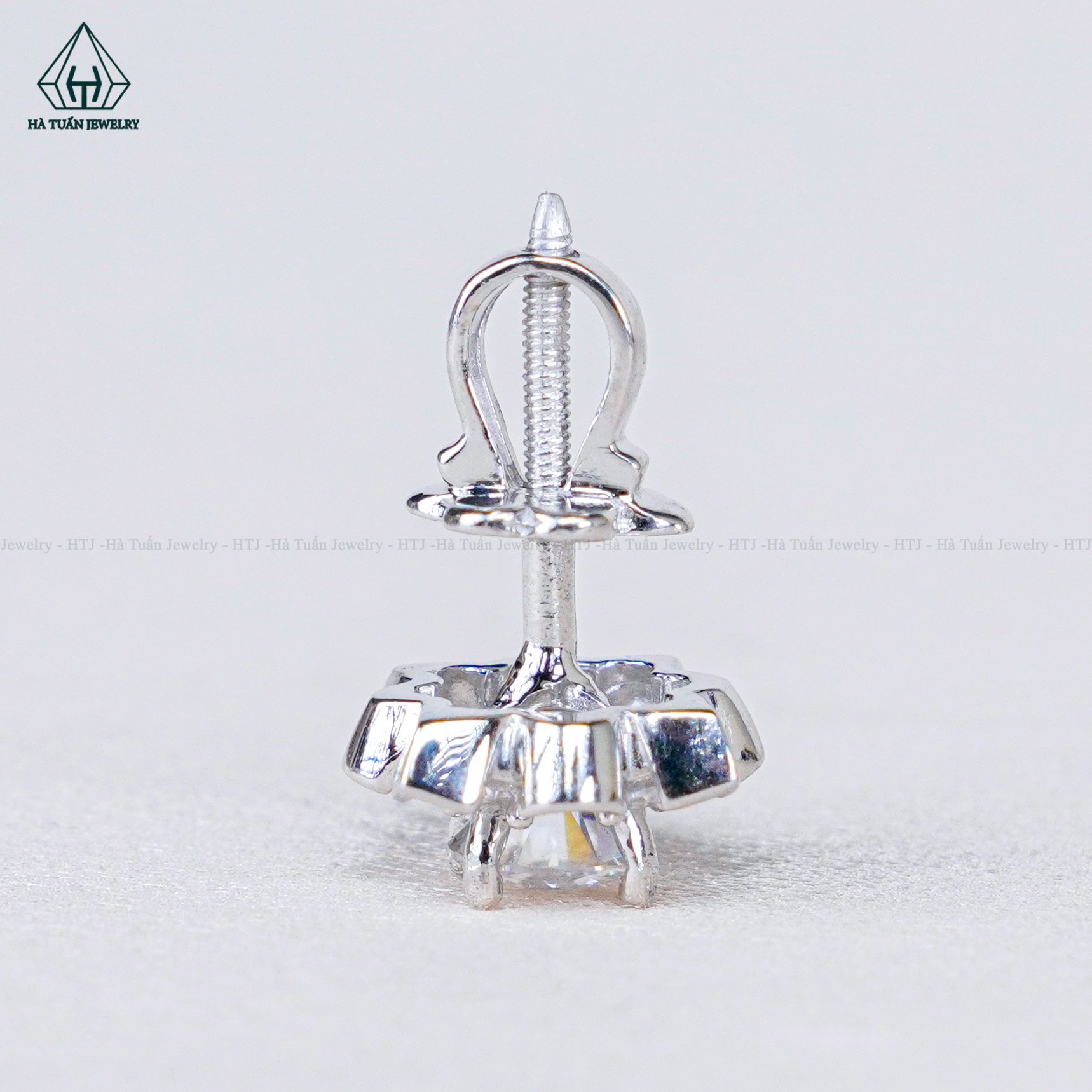 EX449 4.5mm Bông tai vuông viền bạc