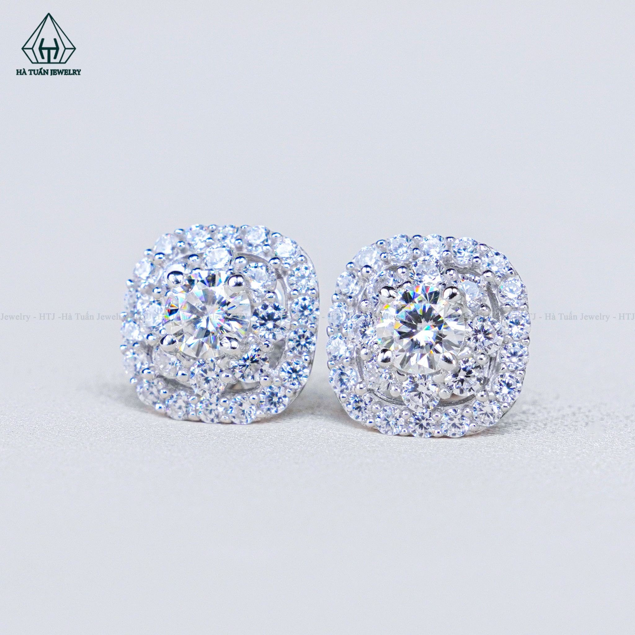 EX463 4.5mm Bông tai vuông viền đôi