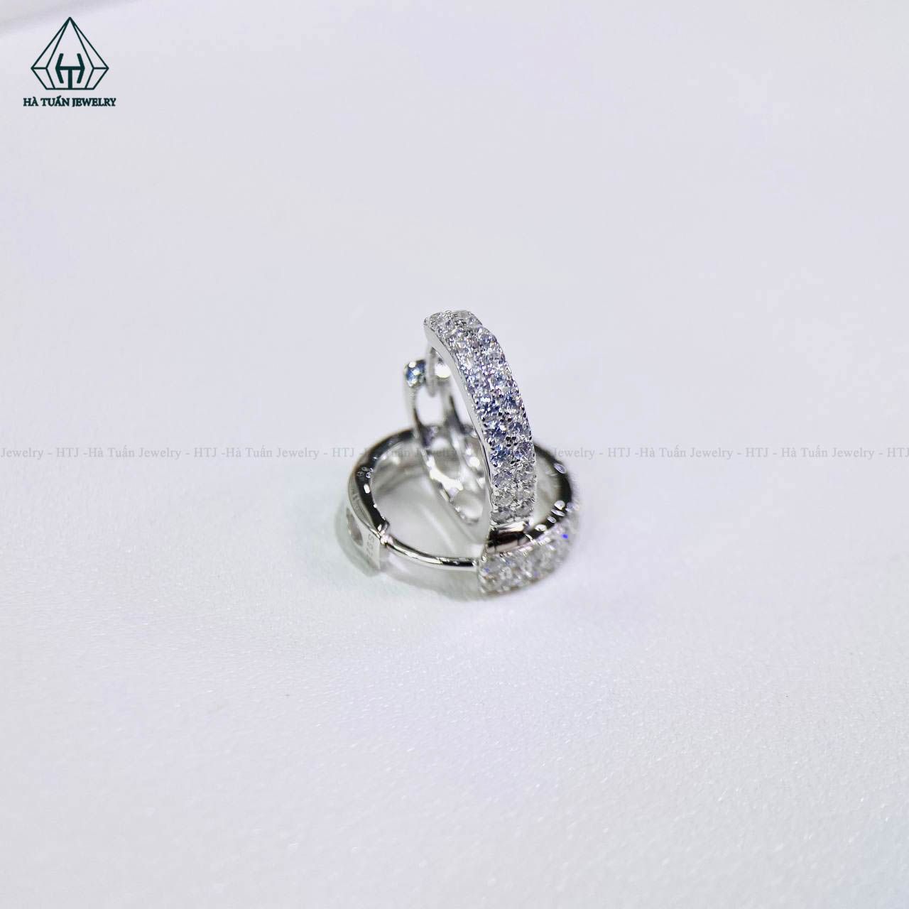 E030 Bông tai khoen 2 hàng đá