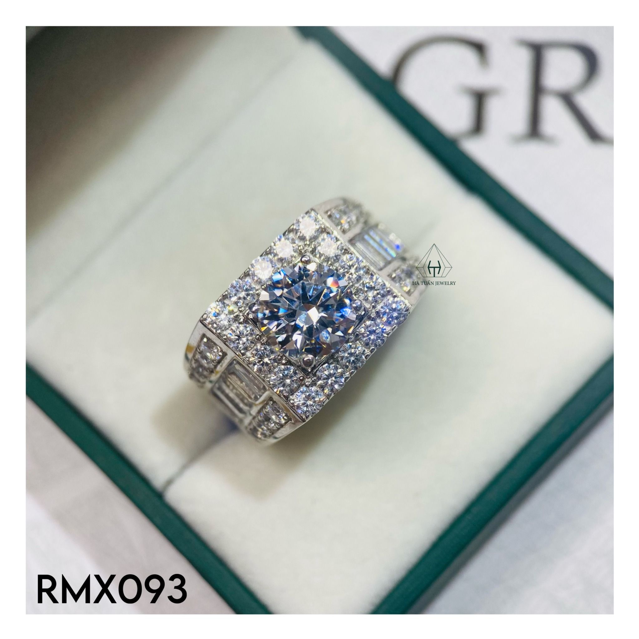 RMX093 8mm Nhẫn nam viền đá