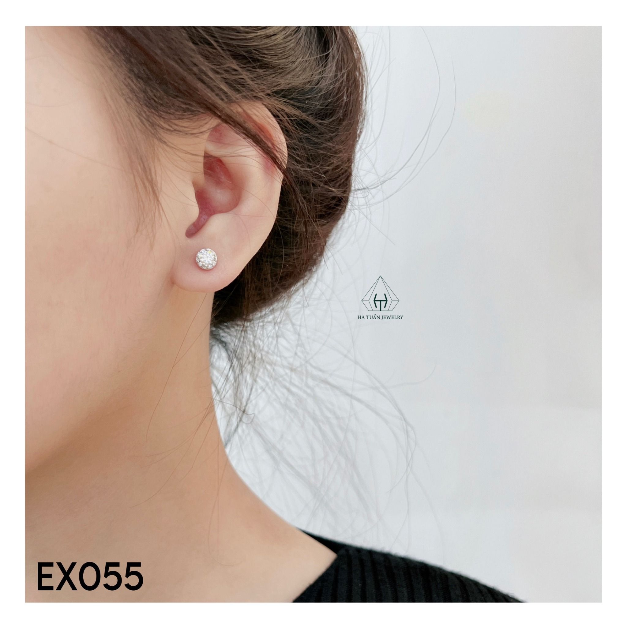 EX055 3.6mm Bông tai viền tấm tròn