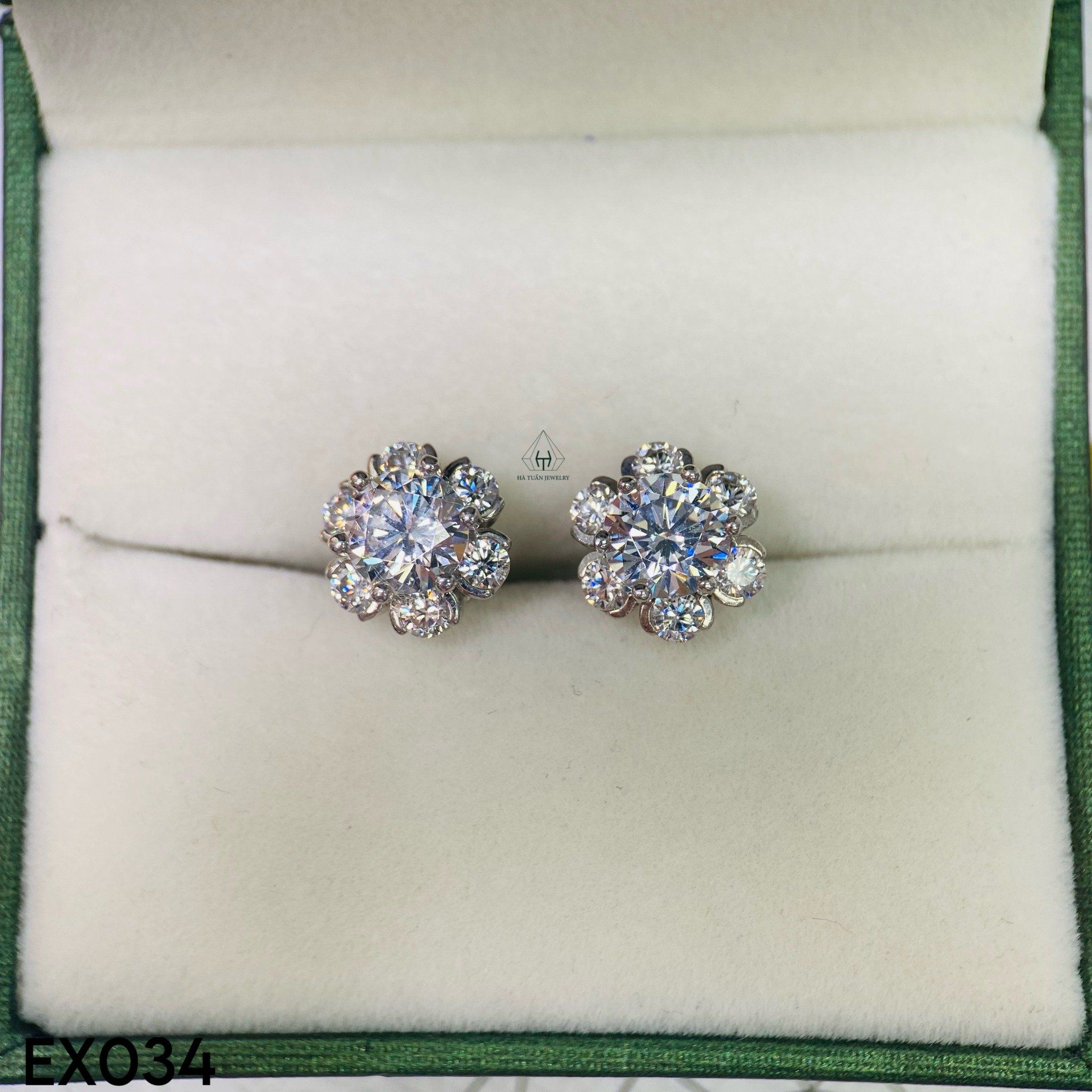 EX034 6.3mm bông tai hoa 6 cánh