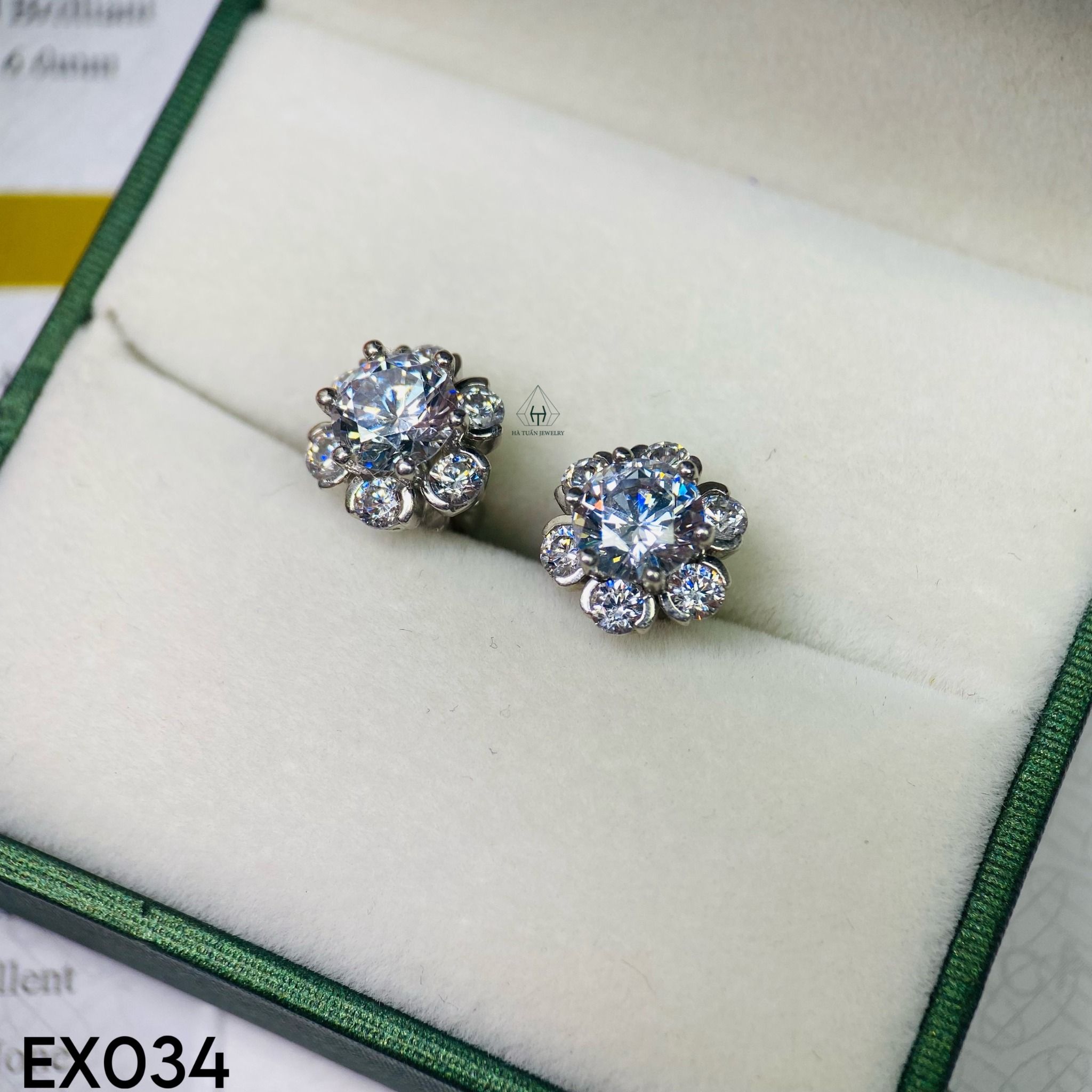 EX034 6.3mm bông tai hoa 6 cánh