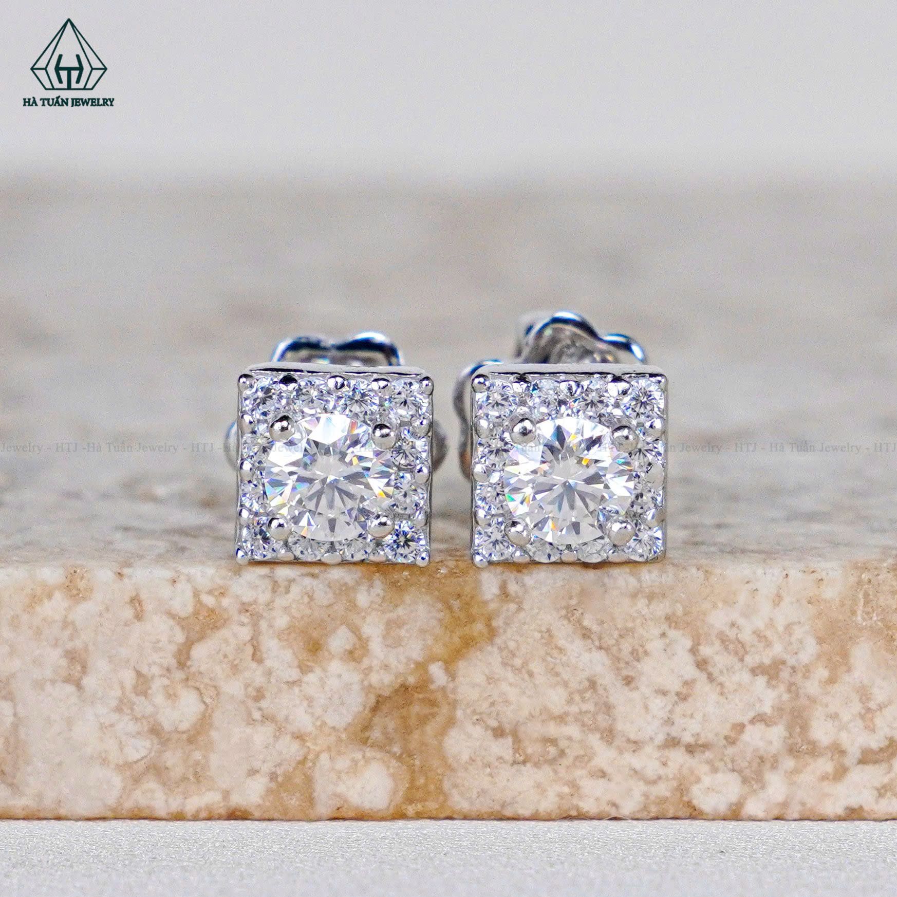 EX167 Chủ Mois 3.6mm Bông tai viền tấm vuông