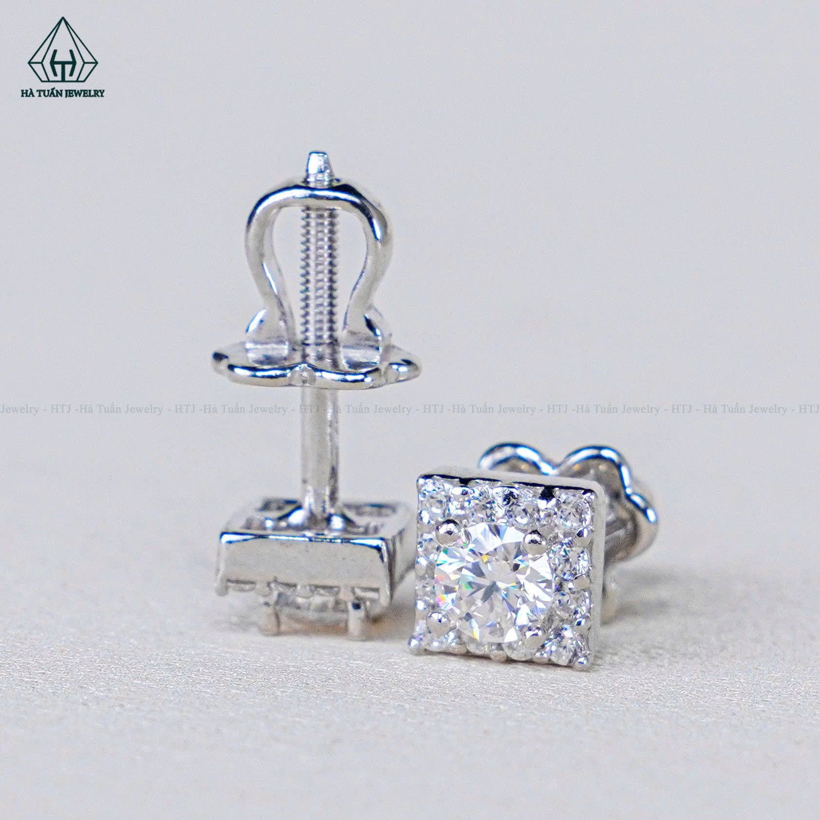 EX167 Chủ Mois 3.6mm Bông tai viền tấm vuông