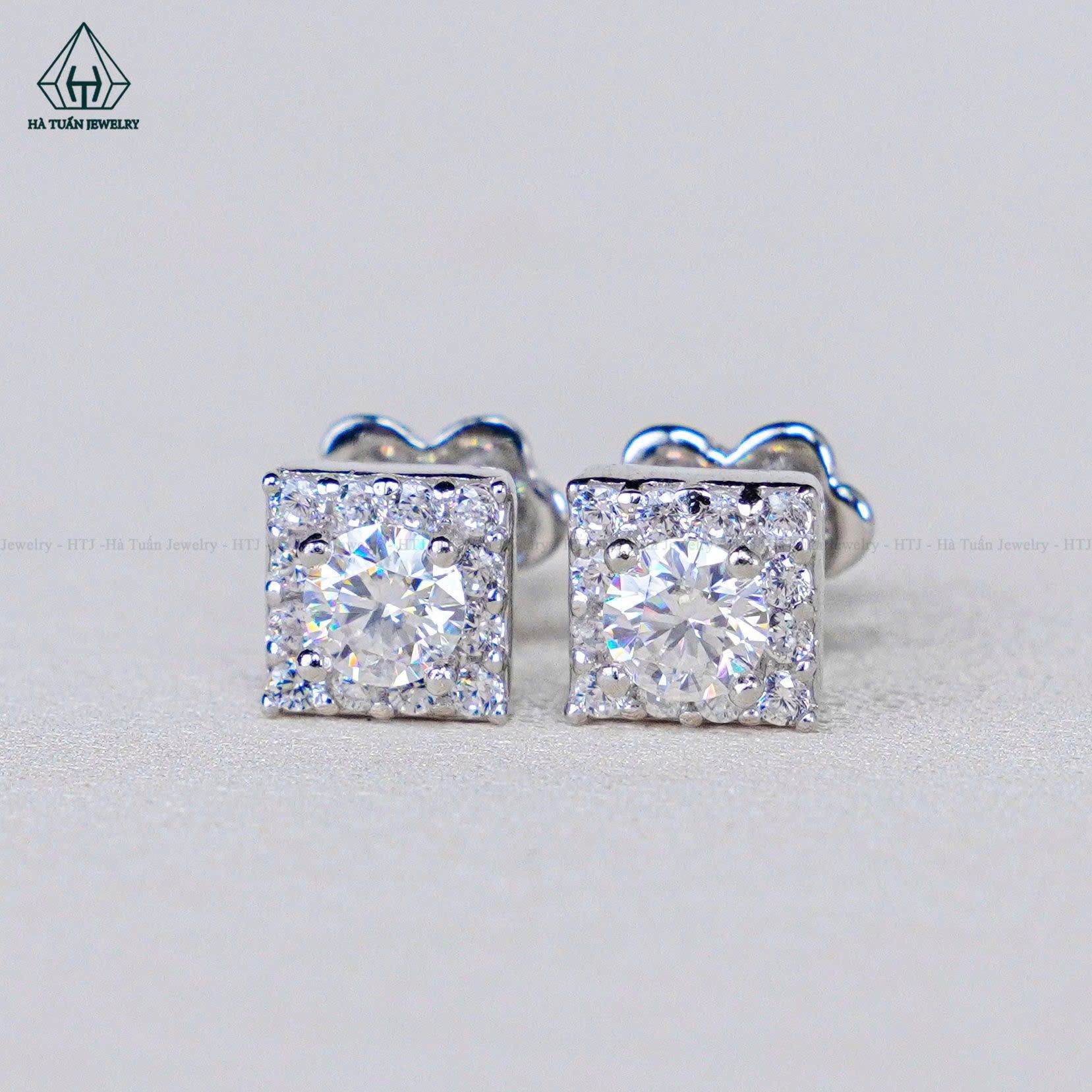 EX167 Chủ Mois 3.6mm Bông tai viền tấm vuông