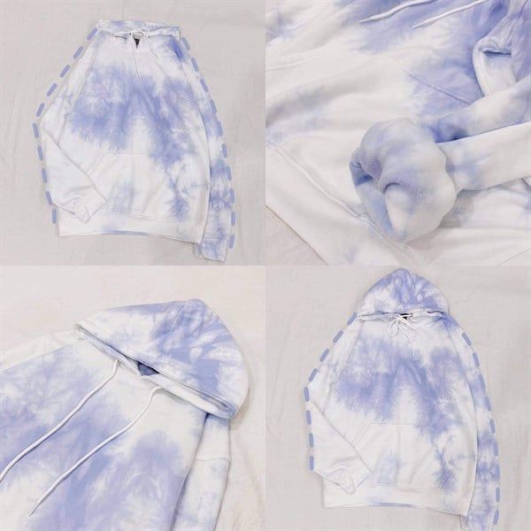 Áo hoodie trơn loang màu xanh