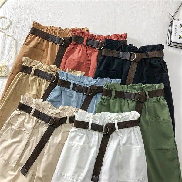 Quần baggy lưng chun kèm belt