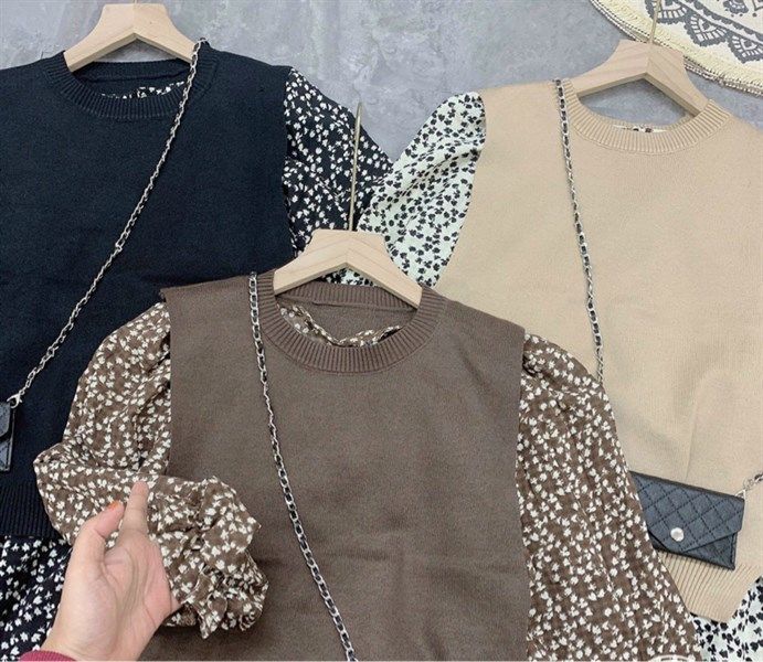 Set đầm hoa + ghile + túi