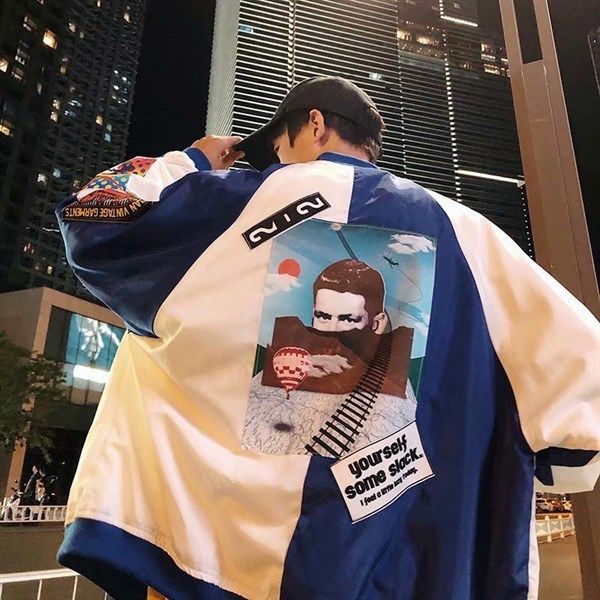Áo khoác dù phối sticker NYC Times